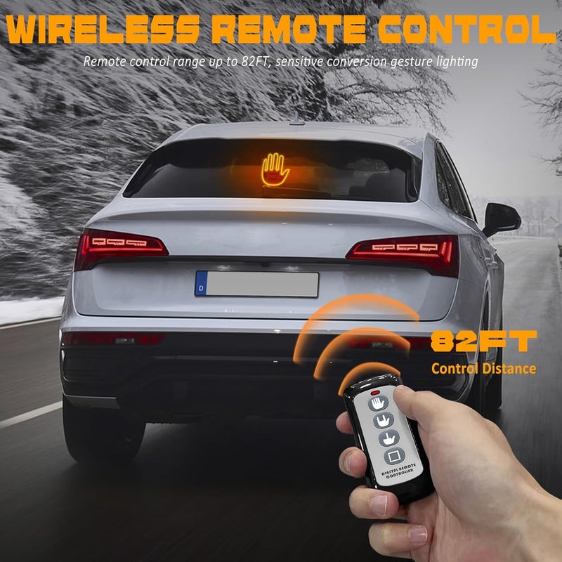 DIBMS Hand Gesture Light with Remote, Red LED Finger Funny Window Sign Light Accessories for Car Truck - Image 4